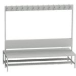 Divpusējs ģērbtuves sols ar pakaramiem