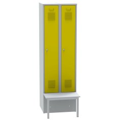 Divu durvju metāla skapītis ar priekšā montējamu soliņu