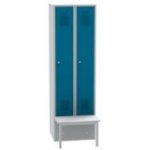 Divu durvju metāla skapītis ar priekšā montējamu soliņu