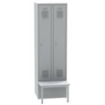 Divu durvju metāla skapītis ar priekšā montējamu soliņu