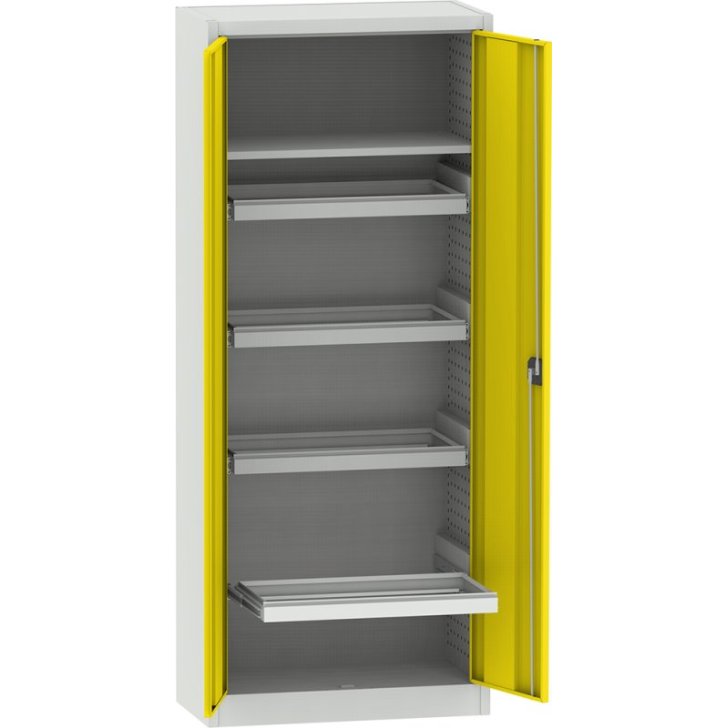 Universāls skapis ar 4 izvelkamiem rāmjiem A4 mapju pakarināšanai + 1 plaukts