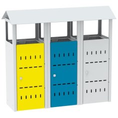 Trīskārša āra atkritumu / atkritumu tvertne vispārējiem vai pārstrādātiem atkritumiem - 3 x 50L