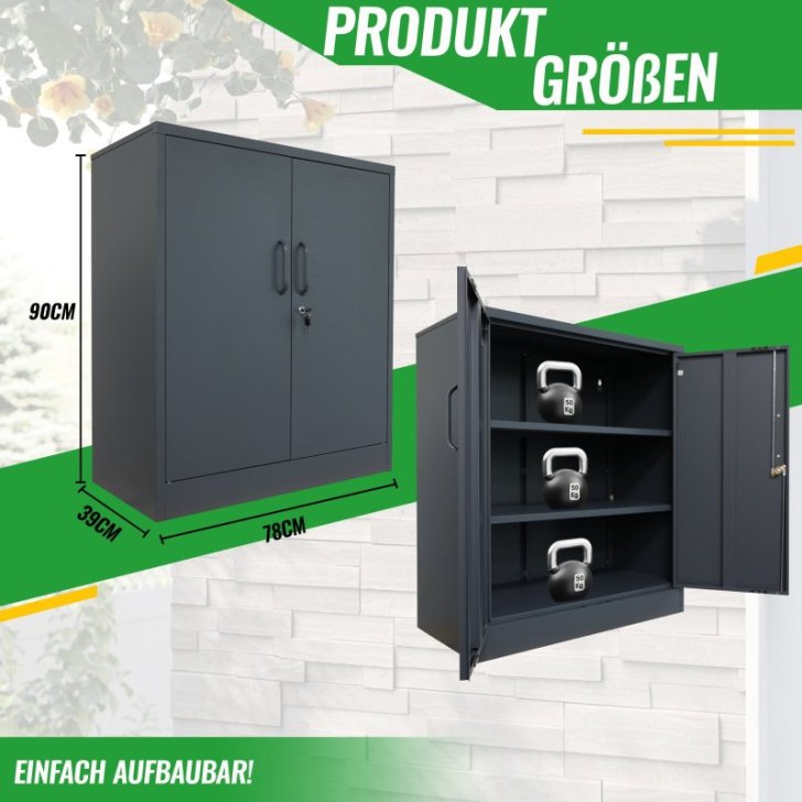 Metāla sānu skapis Universāls uzglabāšanas skapis Stefan, melns