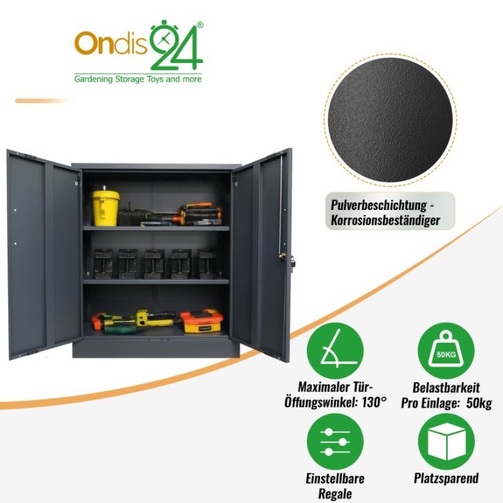 Metāla sānu skapis Universāls uzglabāšanas skapis Stefan, melns