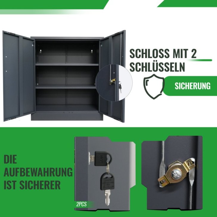 Metāla sānu skapis Universāls uzglabāšanas skapis Stefan, melns