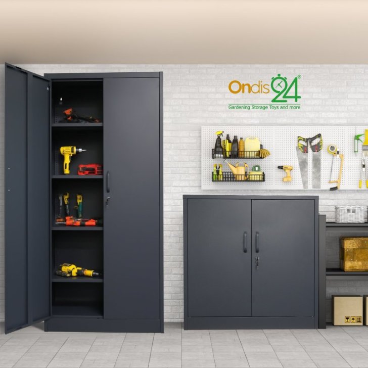 Metāla sānu skapis Universāls uzglabāšanas skapis Stefan, melns