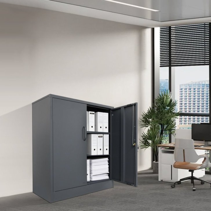 Metāla sānu skapis Universāls uzglabāšanas skapis Stefan, melns