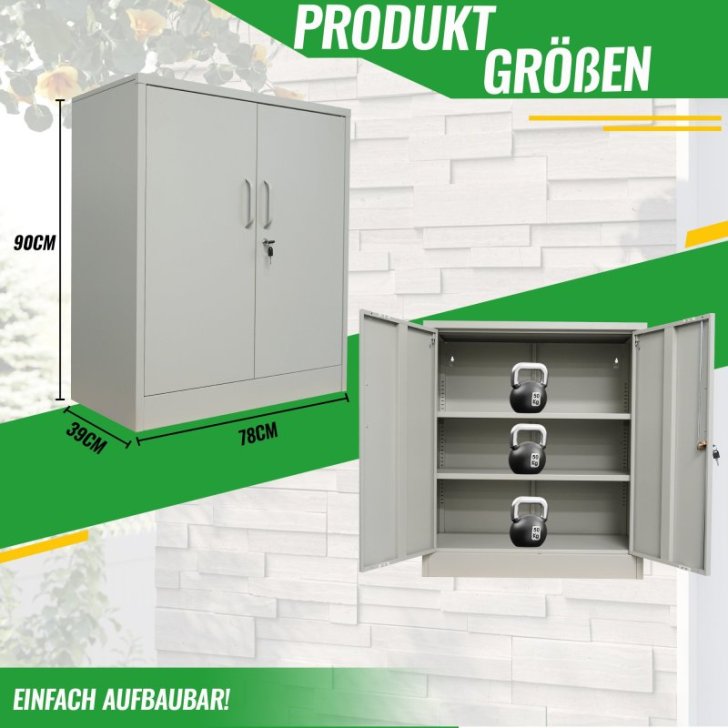 Metāla sānu skapis Universāls uzglabāšanas skapis Stefan, pelēks