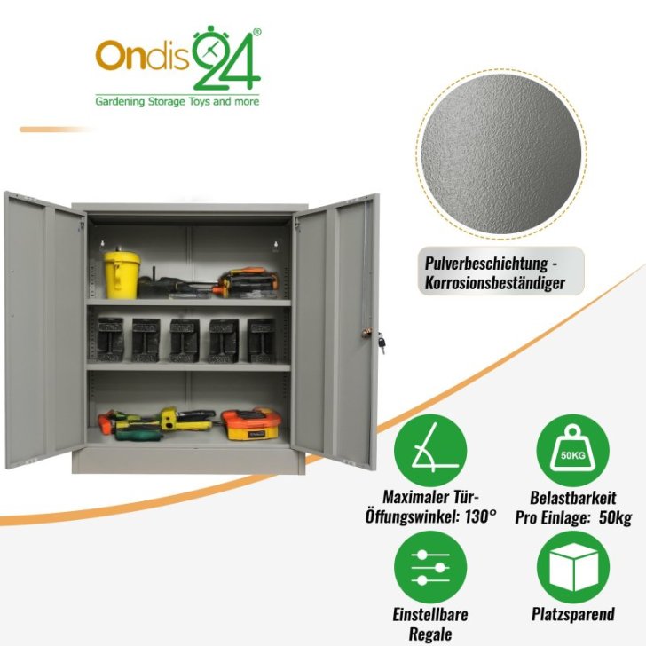 Metāla sānu skapis Universāls uzglabāšanas skapis Stefan, pelēks