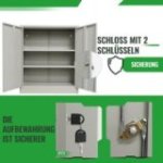 Metāla sānu skapis Universāls uzglabāšanas skapis Stefan, pelēks