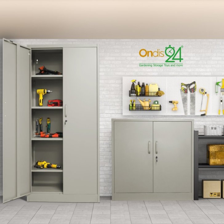 Metāla sānu skapis Universāls uzglabāšanas skapis Stefan, pelēks