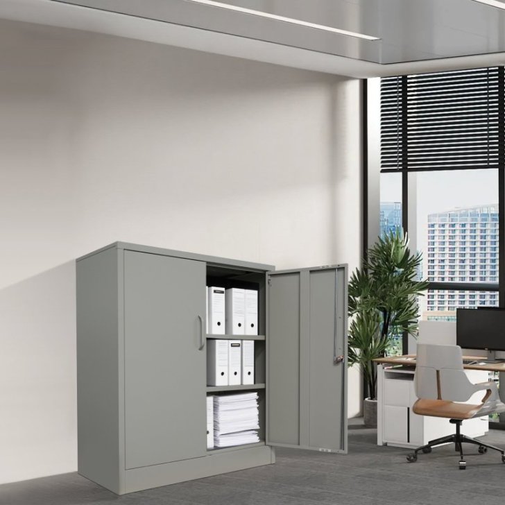 Metāla sānu skapis Universāls uzglabāšanas skapis Stefan, pelēks