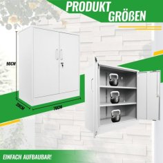 Metāla sānu skapis Universāls uzglabāšanas skapis Stefan, balts