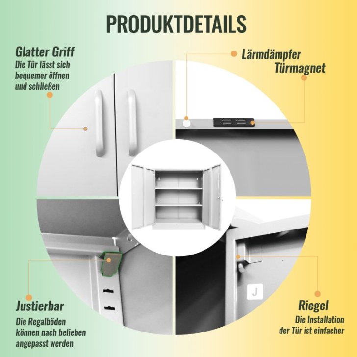 Metāla sānu skapis Universāls uzglabāšanas skapis Stefan, balts