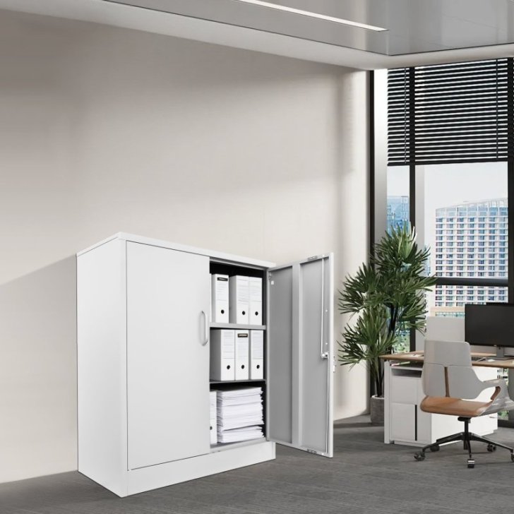 Metāla sānu skapis Universāls uzglabāšanas skapis Stefan, balts