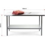 Gaļas sadalīšanas galds 180x60 cm, miesnieka, nerūsējošais tērauds un polietilēns