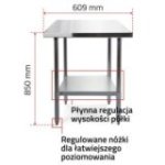 Darba galds 60x60 cm ar nerūsējošā tērauda virsmu ar regulējamu plauktu