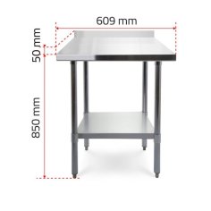 Darba galds ar sienas malu 60x60 cm un nerūsējošā tērauda virsmu 2