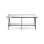 Darba galds ar sienas malu, 210x60 cm nerūsējošā tērauda virsma