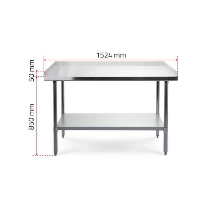 Darba galds ar 3 malām, ar 150x60 cm nerūsējošā tērauda virsmu