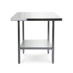 Darba galds ar 70x70 cm nerūsējošā tērauda virsmu - regulējams plaukts