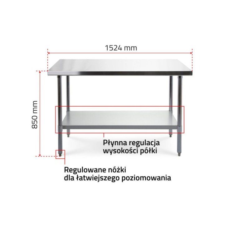 Darba galds 150x70 cm, nerūsējošā tērauda virsma