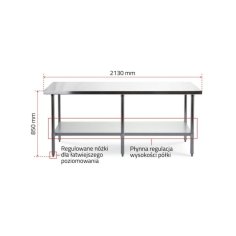 Darba galds ar 210x70 cm nerūsējošā tērauda virsmu 2