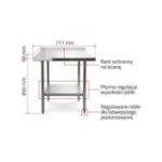 Darba galds ar sienas malu, 70x70 cm nerūsējošā tērauda virsma