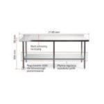Darba galds ar aizsargmalu, 210x70 cm nerūsējošā tērauda virsma
