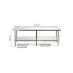 Darba galds 240x70 cm, nerūsējošā tērauda virsma + aizsargmala + plaukta regulēšana