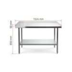 Darba galds ar 3 malām, 150x70 cm nerūsējošā tērauda virsma