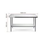 Darba galds ar 3 malām, 180x70 cm nerūsējošā tērauda virsma