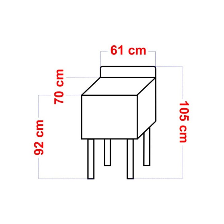 Vanna 60 cm, 120 litri, no nerūsējošā tērauda, izlietne