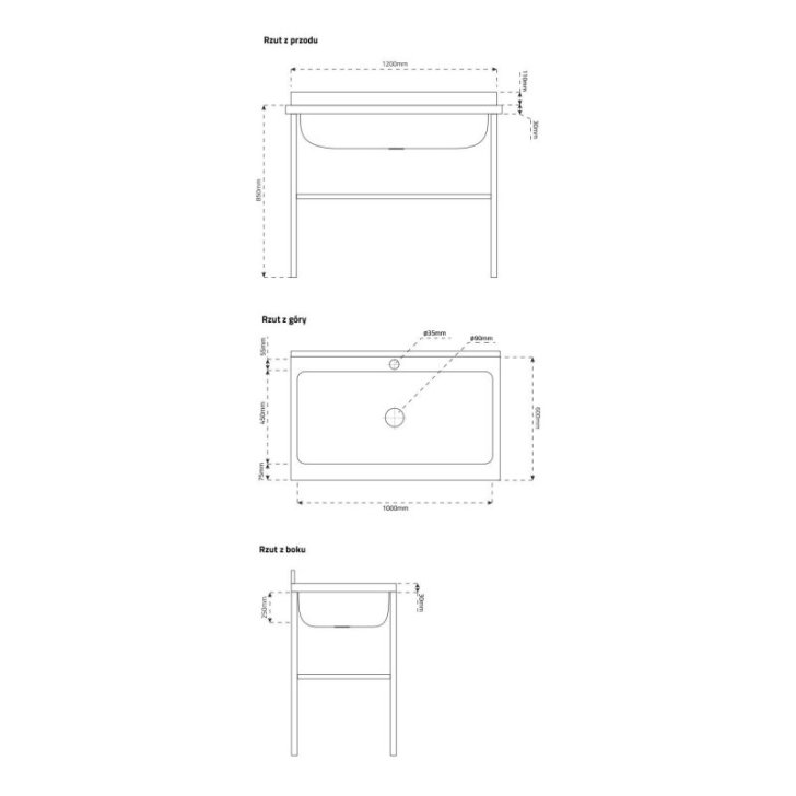 Izlietne 120 cm, vanna no nerūsējošā tērauda ar regulējamu plauktu