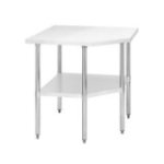 Stūra darba galds, 90x90 cm nerūsējošā tērauda virsma - plaukta augstuma regulēšana