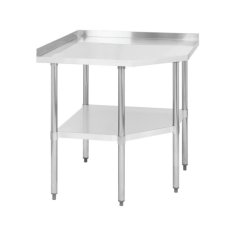 Stūra darba galds ar sienas malu, 90x90 cm nerūsējošā tērauda virsma