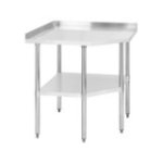 Stūra darba galds ar sienas malu, 90x90 cm nerūsējošā tērauda virsma