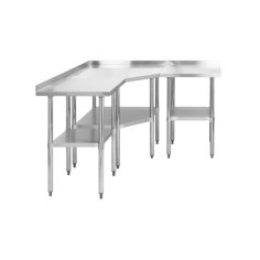 Stūra darba galds ar sienas malu, 90x90 cm nerūsējošā tērauda virsma 2