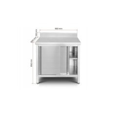 Skapītis ar sienas malu 90 cm no nerūsējošā tērauda ar bīdāmām durvīm un regulējamu plauktu 2