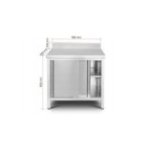 Skapītis ar sienas malu 90 cm no nerūsējošā tērauda ar bīdāmām durvīm un regulējamu plauktu