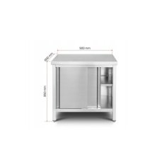 Skapītis-kabinets 90 cm no nerūsējošā tērauda ar bīdāmām durvīm un regulējamu plauktu 2