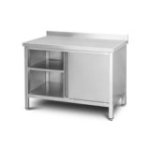 Skapītis ar sienas malu 120 cm no nerūsējošā tērauda ar bīdāmām durvīm un regulējamu plauktu