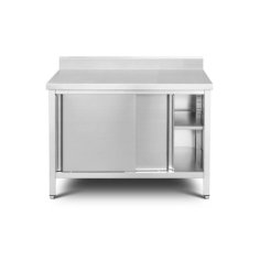 Skapītis ar sienas malu 120 cm no nerūsējošā tērauda ar bīdāmām durvīm un regulējamu plauktu 2