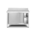 Skapītis ar sienas malu 120 cm no nerūsējošā tērauda ar bīdāmām durvīm un regulējamu plauktu