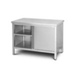 Skapītis-kabinets 120 cm ar nerūsējošā tērauda darba virsmu un bīdāmām durvīm