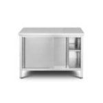 Skapītis-kabinets 120 cm ar nerūsējošā tērauda darba virsmu un bīdāmām durvīm