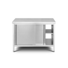 Caurstaigājams skapītis 120 cm ar nerūsējošā tērauda darba virsmu un bīdāmām durvīm 2