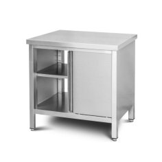 Caurstaigājams skapītis 90 cm, sala, no nerūsējošā tērauda ar 4 bīdāmām durvīm