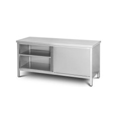 Skapītis-kabinets 180 cm ar nerūsējošā tērauda darba virsmu ar bīdāmām durvīm