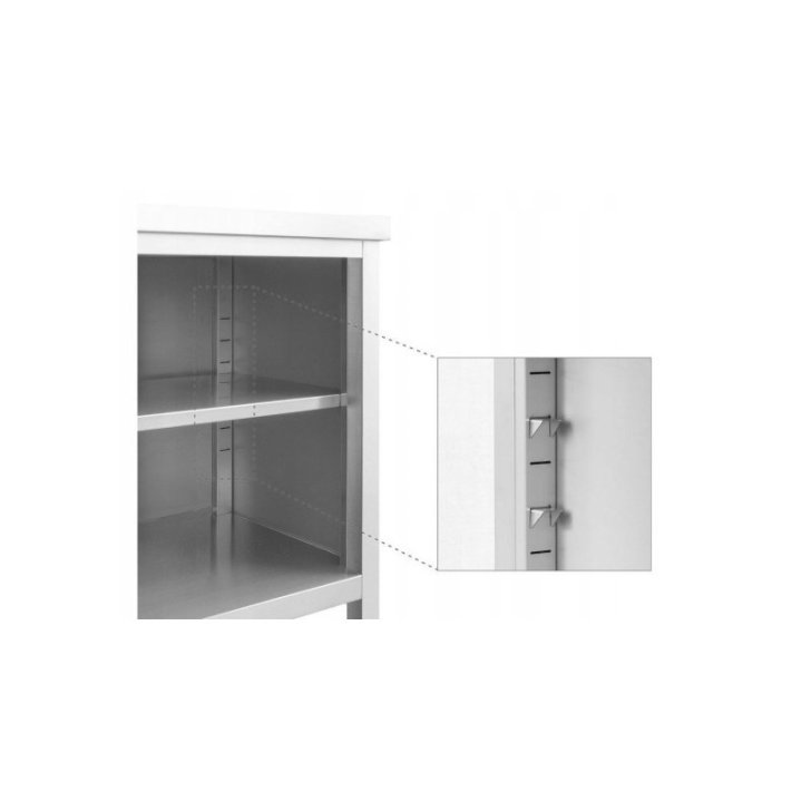 Skapītis-kabinets 180 cm ar nerūsējošā tērauda darba virsmu ar bīdāmām durvīm